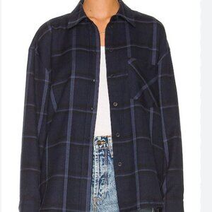 Anine Bing Sam Shirt Blue Plaid (Small)